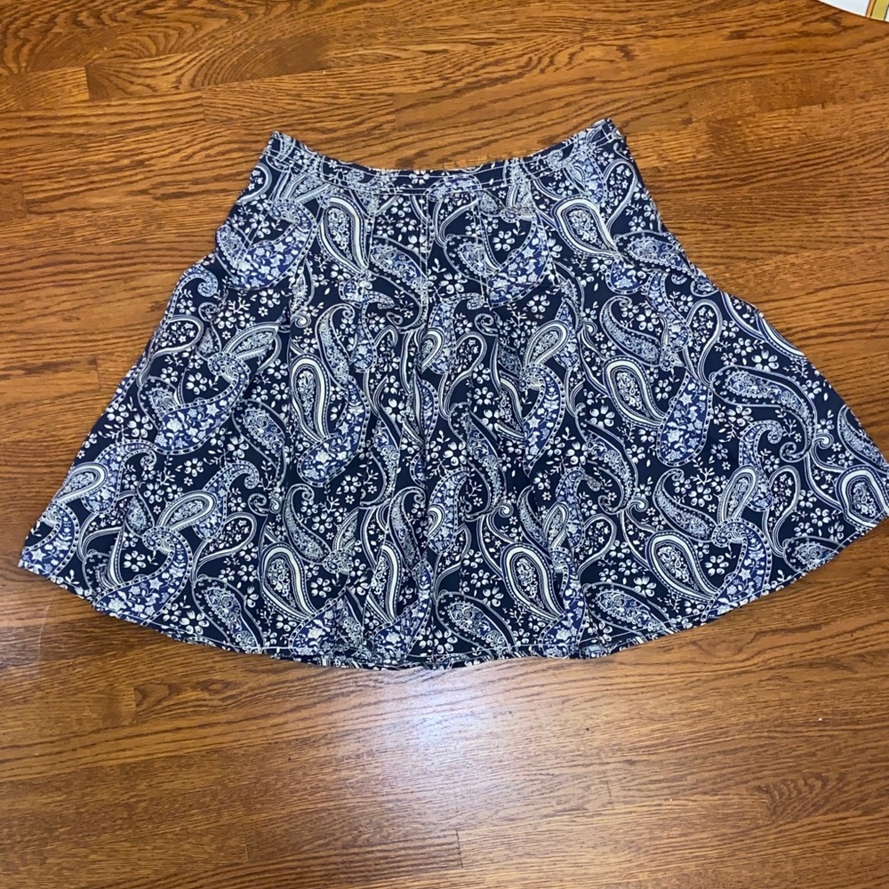 100% Cotton Tommy Hilfiger Navy Paisley A-Line Skirt
